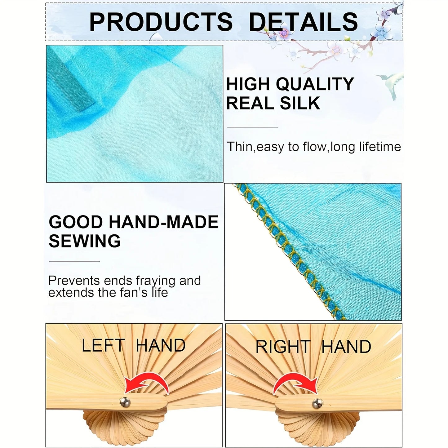 2Pcs worship fans (Left + Right) 180cm  Long Bamboo Fan